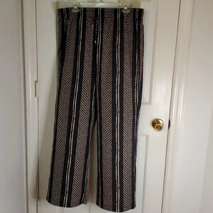 Charlie Womens Flowy Wide Leg Pants with Tie Stretch Waist